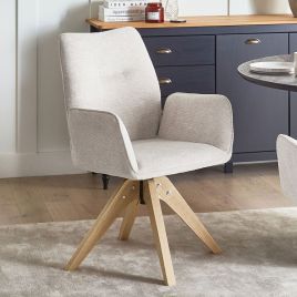 Dining Chair Swivel MOKENA Linen Light Beige