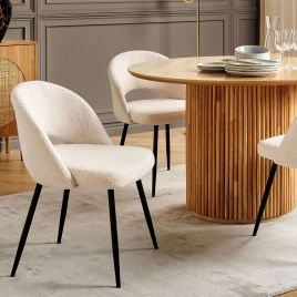 Set of 2 Boucle Dining Chairs Beige ONAGA
