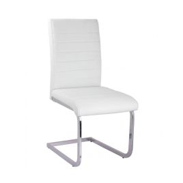 Daxson Set of 4 Chrome PU Dining Chairs - White