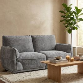ALDERWYN Fabric 2 Seater Fullback Sofa - Grey