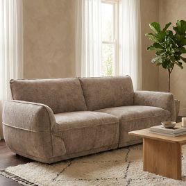 ALDERWYN Fabric 3 Seater Fullback Sofa - Beige
