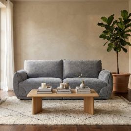 ALDERWYN Fabric 3 Seater Fullback Sofa - Grey