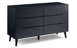 ASTRAL Black Chest of Drawers - Large-sized, 6 Drawers, Double