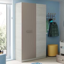ALMIRA 2 Door Wardrobe White and Grey - 90cm