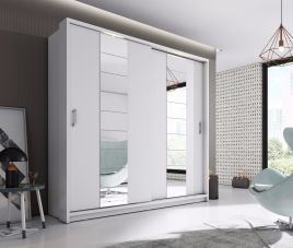 ARTU 2 Door Mirrored Sliding Wardrobe White - 220cm