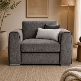 CANTRELL Chenille Fabric Armchair - Grey