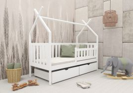 Single Bed - YUNA Wooden 3ft Bed with Storage and Foam Mattresses White Matt