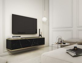 Display Rack - MAYA Display Cabinet Black Marble 135cm