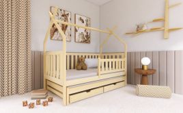 Single Bed - TEXAS Wooden 3ft Bed with Trundle and Foam Mattresses Pine