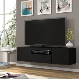 AURIELLE TV Cabinet Black Matt with LED 150cm