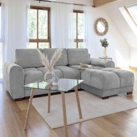 Susan Universal Corner Sofa Bed with Imprinted Stripes - Grey