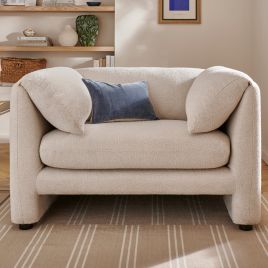 KENVARO Boucle Fabric Armchair - Cream