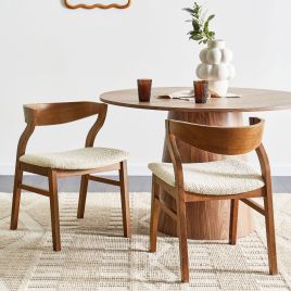 Set of 2 Dining Chairs MAROA Wood Light Beige