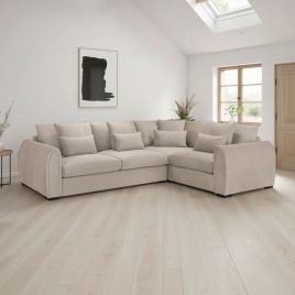Corner Sofa - ANDREW Velvet Right Hand Corner Sofa Mocha 305cm
