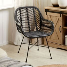 Rattan Accent Chair Black CANORA