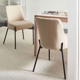 FARNLEIGHON Boucle Fabric Dining Chairs - Set of 2 - Beige