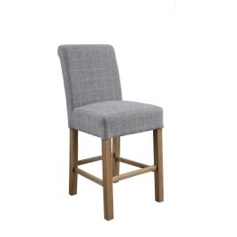 RIVARO Lowestoft Bar Stool Set of 2 - Check Grey