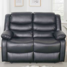ASHBYNE Faux Leather 2 Seater Manual Recliner Sofa - Black