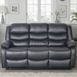ASHBYNE Faux Leather 3 Seater Manual Recliner Sofa - Black