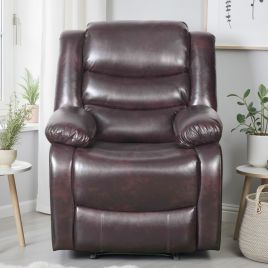 ASHBYNE Faux Leather Armchair - Brown