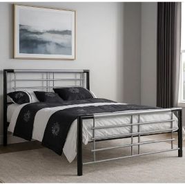 Atlanta Black & Silver Metal Bed Frame - 5ft Kingsize