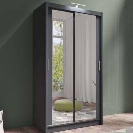 AURORA 2 Door Mirrored Sliding Wardrobe Grey - 120cm