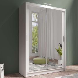 AURORA 2 Door Mirrored Sliding Wardrobe White - 150cm