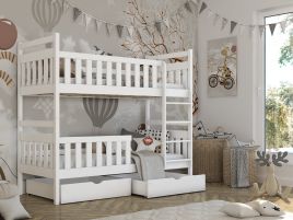 Montreal Wooden Bunk Bed with 2 Drawers Storage - White
