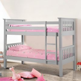 Barcelona Solid Pine Kids Bunk Bed - Dove Grey