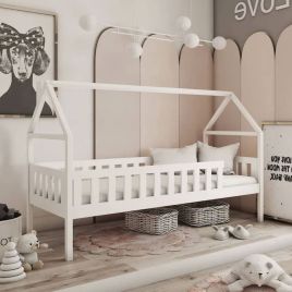 Gilbert Lux Wooden Single Bed with Foam Mattress - White