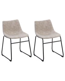 Set of 2 Fabric Dining Chairs Beige BATAVIA