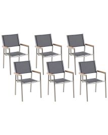 Set of 6 Garden Chairs Grey GROSSETO