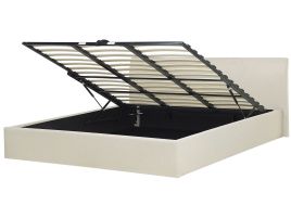 Fabric EU Super King Size Ottoman Bed Beige ORBEY