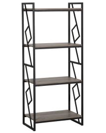 4 Tier Bookshelf Dark Wood and Black FORRES