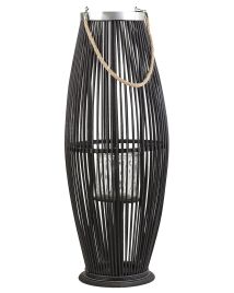 Wooden Candle Lantern 72 cm Black TAHITI