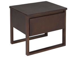 Bedside Table - CLACTON 1 Drawer Nightstand Dark Wood 50cm