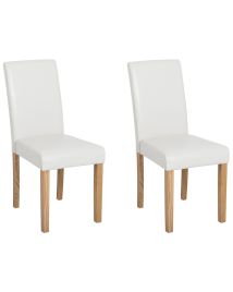 Set of 2 Faux Leather Dining Chairs White BROADWAY