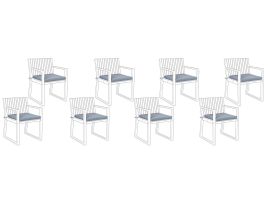 Set of 8 Outdoor Seat Pad Cushions Blue SASSARI