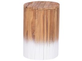Bedside Table - DUDLEY Nightstand Light Wood and White 30cm