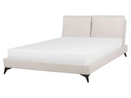 Chenille EU King Size Bed Light Beige MELLE