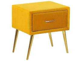 Bedside Table - CORBY 1 Drawer Nightstand Yellow and Gold 46cm