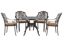 4 Seater Metal Garden Dining Set Brown SALENTO