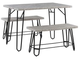 4 Seater Dining Set Grey and Black KEMPTON