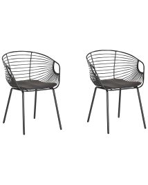 Set of 2 Metal Dining Chairs Black HOBACK