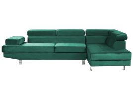 Left Hand Corner Velvet Sofa Green NORREA