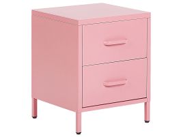 Bedside Table - CREWE 2 Drawer Nightstand Pink 43cm