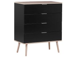 SIMPLISTIC Black Chest of Drawers - Medium-sized, 4 Drawers