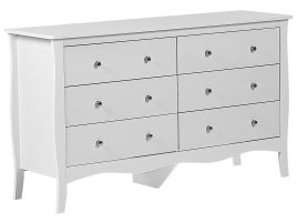 KINGSLEY White Chest of Drawers - Large-sized, 6 Drawers