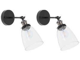 Set of 2 Glass Wall Lamp Transparent LOVAT