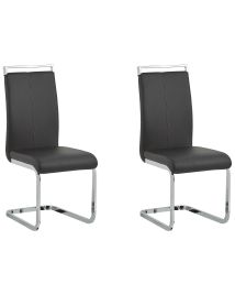 Set of 2 Faux Leather Dining Chairs Black GREEDIN